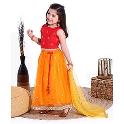 Babyhug Sleeveless Choli & Lehenga with Dupatta - Orange