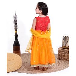 Babyhug Sleeveless Choli & Lehenga with Dupatta - Orange