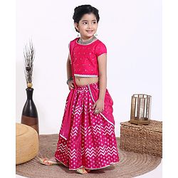 Babyhug Half Sleeves Choli & Lehenga with Dupatta - Pink