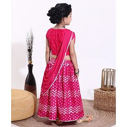 Babyhug Half Sleeves Choli & Lehenga with Dupatta - Pink