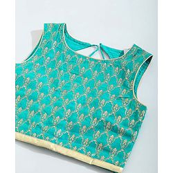 Babyhug Sleeveless Choli & Lehenga With Dupatta - Turquoise Green  Pink