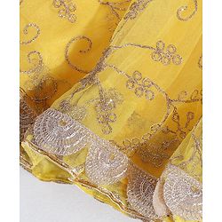 Babyhug Sleeveless Embroidered Choli & Lehenga With Dupatta - Pink Yelow