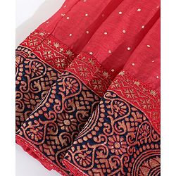Babyhug Short Sleeves Choli & Lehenga with Dupatta - Blue Red