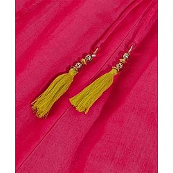 Babyhug Cap Sleeeve Choli Lehenga Dupatta Set Floral Embroidery - Fuschia Mustard