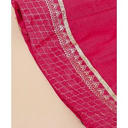 Babyhug Cap Sleeeve Choli Lehenga Dupatta Set Floral Embroidery - Fuschia Mustard