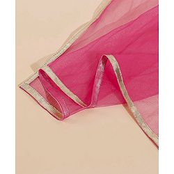 Babyhug Cap Sleeeve Choli Lehenga Dupatta Set Floral Embroidery - Fuschia Mustard