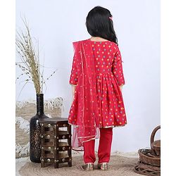 Babyhug Three Fourth Sleeves Kurti with Pant & Dupatta - Pink