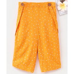 Babyhug Printed Capri With Suspenders - Yellow