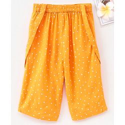 Babyhug Printed Capri With Suspenders - Yellow