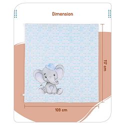 Babyhug Premium 180 TC Cotton Baby Bedding Essentials Set Pack of 6 Elephant Theme -Blue