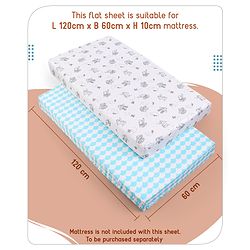 Babyhug Premium 180 TC Cotton Baby Bedding Essentials Set Pack of 6 Elephant Theme -Blue