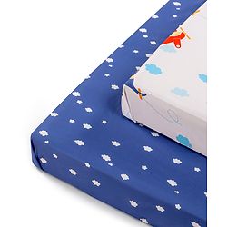 Babyhug Premium 180 TC Cotton Baby Bedding Essentials Set Pack of 6 Aeroplane Theme-Navy Blue