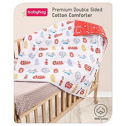Babyhug Premium 180 TC Cotton Baby Double Sided Comforter London Street Theme-Red