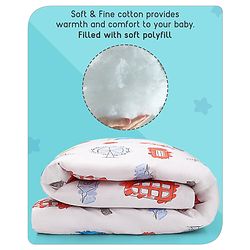 Babyhug Premium 180 TC Cotton Baby Double Sided Comforter London Street Theme-Red