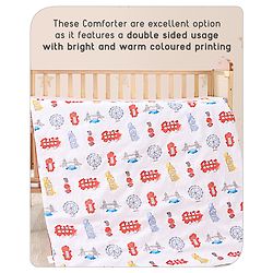 Babyhug Premium 180 TC Cotton Baby Double Sided Comforter London Street Theme-Red