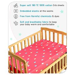 Babyhug Premium 180 TC Cotton Fitted Crib Sheet Set of 2 Rainbow Theme-Multicolor