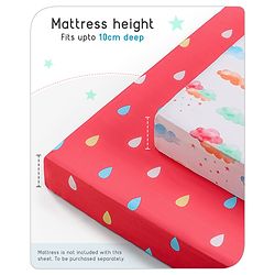 Babyhug Premium 180 TC Cotton Fitted Crib Sheet Set of 2 Rainbow Theme-Multicolor