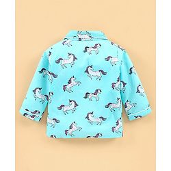 Babyhug Full Sleeves Night Suit Unicorn Print  - Blue