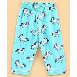 Babyhug Full Sleeves Night Suit Unicorn Print  - Blue