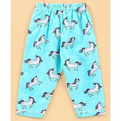 Babyhug Full Sleeves Night Suit Unicorn Print  - Blue