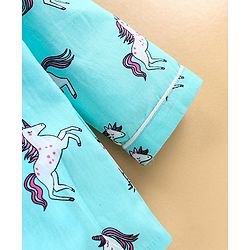Babyhug Full Sleeves Night Suit Unicorn Print  - Blue