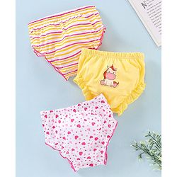Babyhug 100% Cotton Bloomers Heart Print Pack of 3 - Multicolor