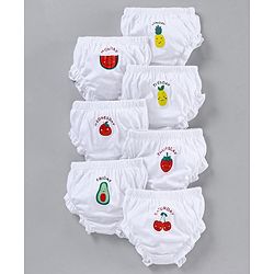 Babyhug 100% Cotton Bloomer Pack of 7 Fruit Graphic - White