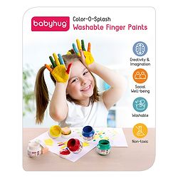Babyhug Color O Splash Washable Finger Paints - 7 Pieces | Vibrant Washable Finger Paint Set | Unleashes Artistic Expression & Sensory Fun | Non-Toxic & Safe | BIS Certified