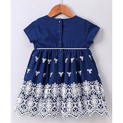 Babyhug Short Sleeves Schiffli Frock - Blue