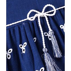 Babyhug Short Sleeves Schiffli Frock - Blue