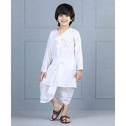 Babyhug Full Sleeves Dhoti Kurta Set - White