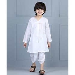 Babyhug Full Sleeves Dhoti Kurta Set - White