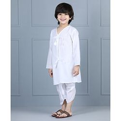 Babyhug Full Sleeves Dhoti Kurta Set - White