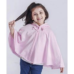 Babyhug Full Sleeves Poncho Style Hooded Sweatshirt - Pink