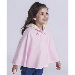 Babyhug Full Sleeves Poncho Style Hooded Sweatshirt - Pink