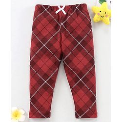Babyhug Full Length Checks Leggings - Red