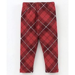 Babyhug Full Length Checks Leggings - Red