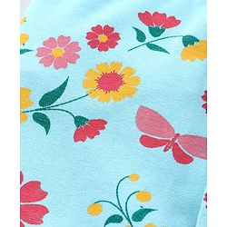 Babyhug Full Length Slim Fit Leggings Floral Print - Turquoise