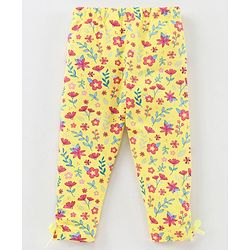 Babyhug Full Length Slim Fit Leggings Floral Print - Yellow