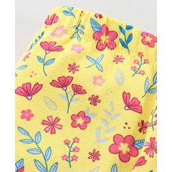 Babyhug Full Length Slim Fit Leggings Floral Print - Yellow