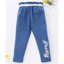 Babyhug Full Length Slim Fit Leggings Glitter Text Print - Dark Blue