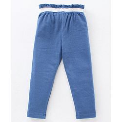 Babyhug Full Length Slim Fit Leggings Glitter Text Print - Dark Blue