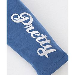 Babyhug Full Length Slim Fit Leggings Glitter Text Print - Dark Blue