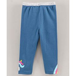 Babyhug Full Length Leggings Unicorn Print - Dark Blue