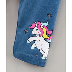 Babyhug Full Length Leggings Unicorn Print - Dark Blue