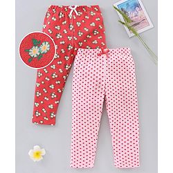 Babyhug Full Length Leggings Pack of 2 - Red Pink