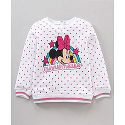 Babyhug Cotton Full Sleeves Top & Lounge Pant Set Dot & Minnie Mouse Print- White Pink