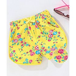 Babyhug Shorts Floral Print - Yellow