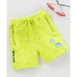 Babyhug Mid Thigh Shorts Dino Print - Lime Yellow