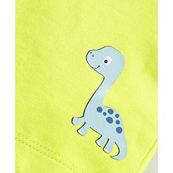 Babyhug Mid Thigh Shorts Dino Print - Lime Yellow
